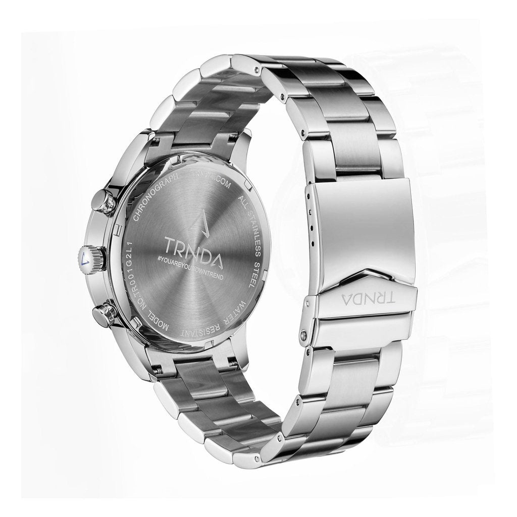 TRNDA STAINLESS STEEL TIMEPIECE - ELEGANT METALLIC BLUE DIAL MEN'S WATCH