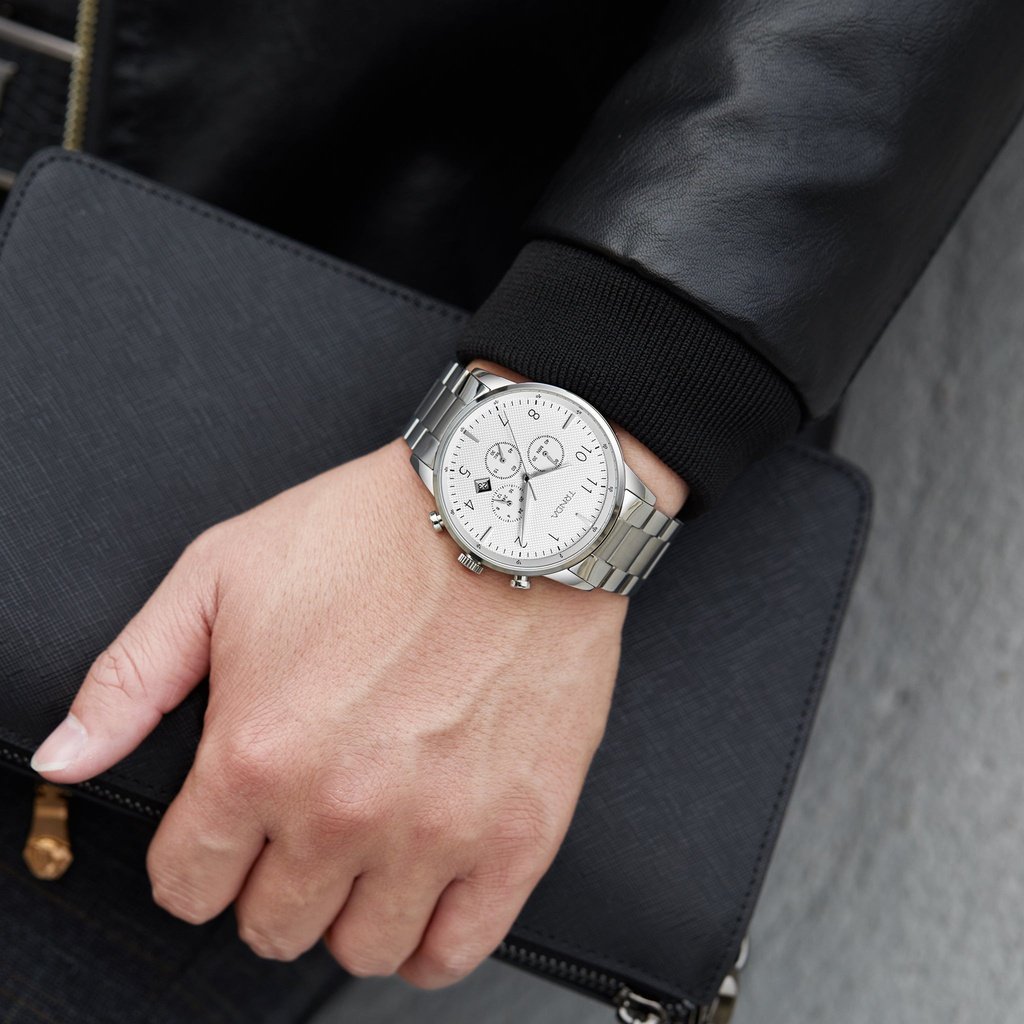 TRNDA STAINLESS STEEL MEN'S WATCH - TIMELESS STYLE & DURABILITY with Silver Dial and Band