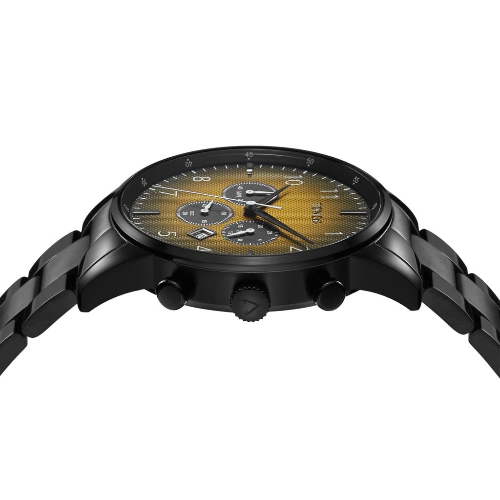 TRNDA STAINLESS STEEL MENS WATCH - TIMELESS BLACK WITH CEDAR BROWN DIAL, FASHIONABLE & DURABLE