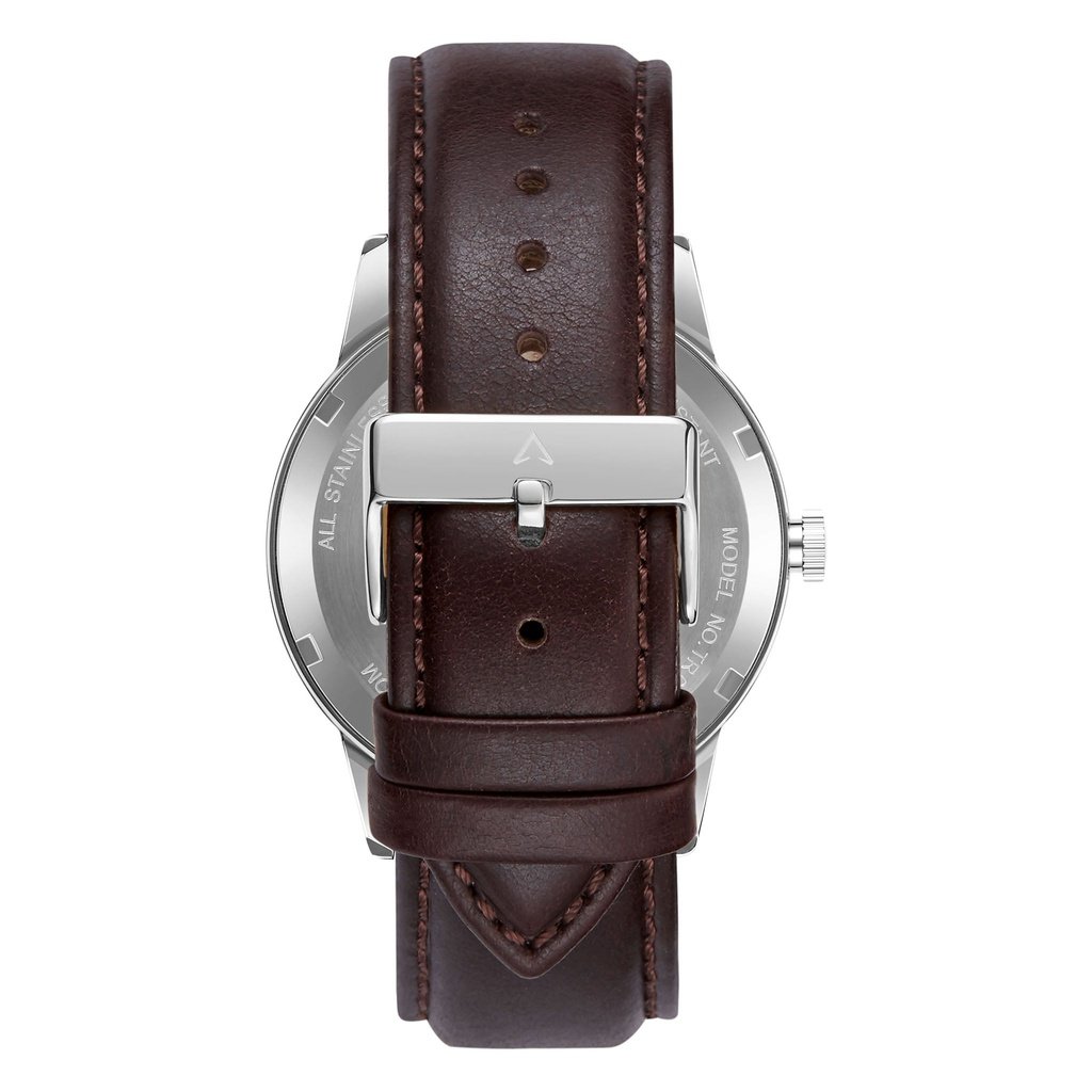 TRNDA Men's Stainless Steel Watch - Timeless Seaweed Green Dial & Brown Leather Band