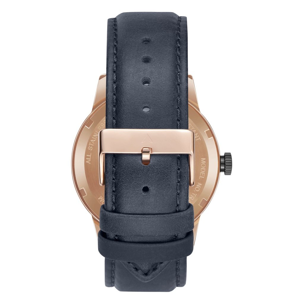 TRNDA ROSE GOLD STAINLESS STEEL MEN'S WATCH - GRADIENT GRAY DIAL & BROWN LEATHER BAND