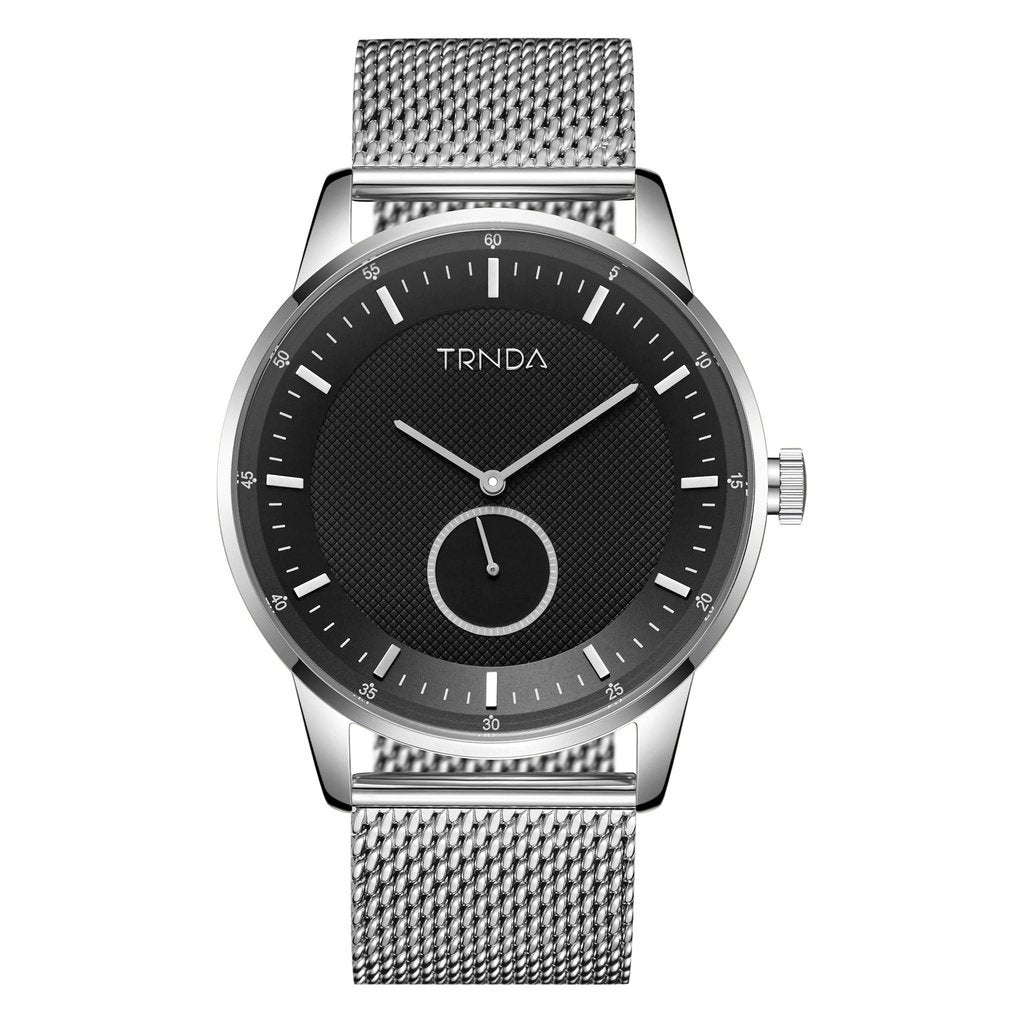 TRNDA STAINLESS STEEL MENS WATCH - TIMELESS BLACK DIAL & MESH BAND FASHION STATEMENT