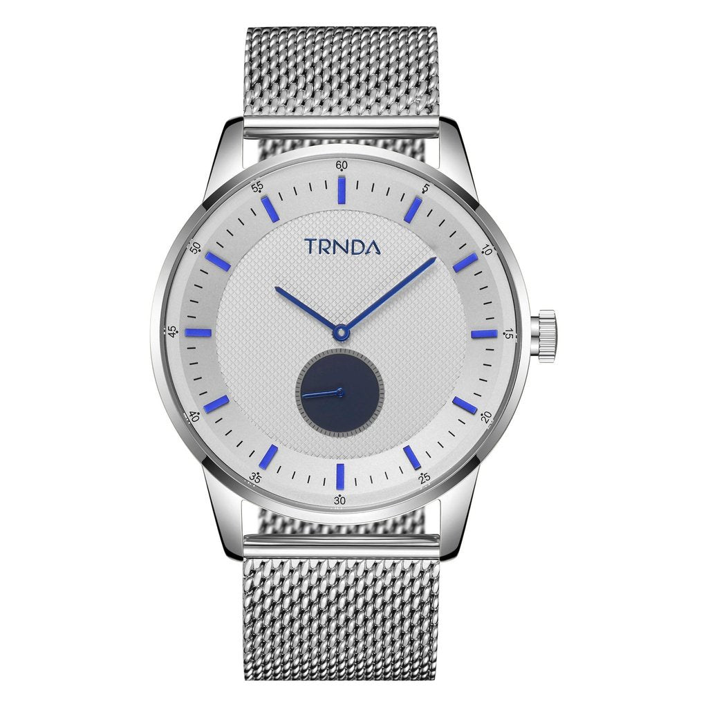 TRNDA TIME: TRENDY STAINLESS STEEL MEN'S WATCH – BLACK DIAL & SILVER MESH – STYLISH & DURABLE