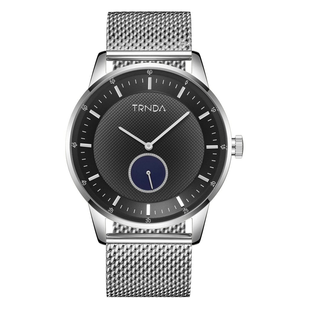 TRNDA STAINLESS STEEL MENS WATCH - TIMELESS GRADIENT GRAY DIAL & SILVER MESH BAND