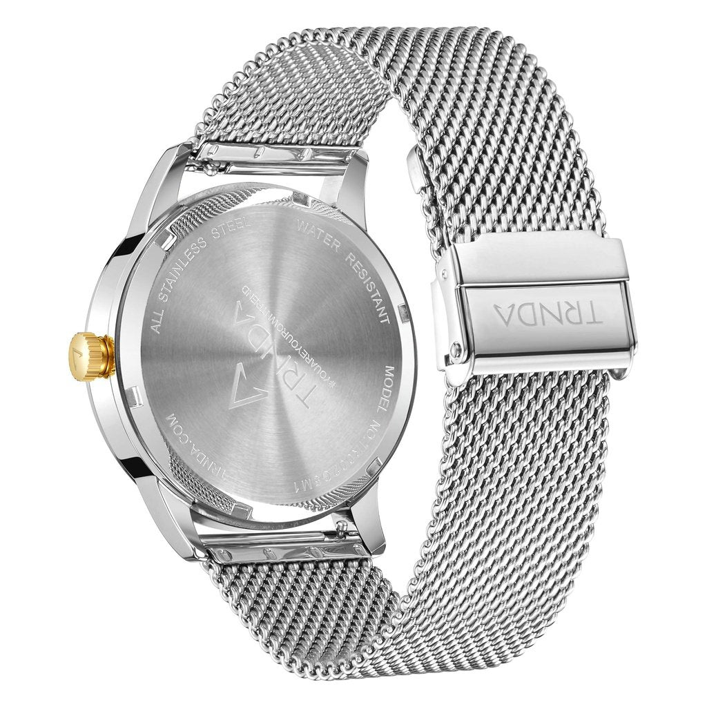 TRNDA TRENDY STAINLESS STEEL MEN'S WATCH - TIMELESS ELEGANCE WITH GRADIENT LIGHT GRAY DIAL