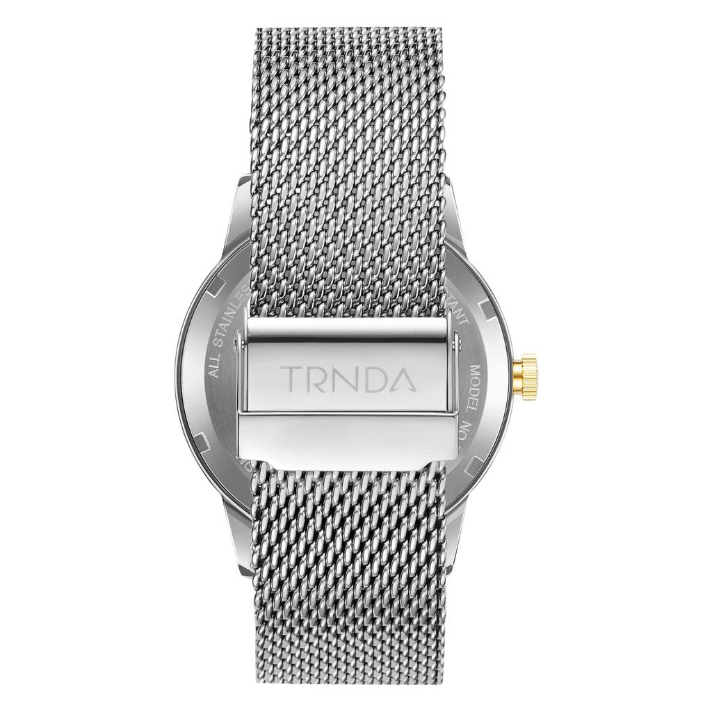 TRNDA MEN'S TRENDY STAINLESS STEEL WATCH - TIMELESS GOLD CASE WITH GRADIENT LIGHT GRAY DIAL