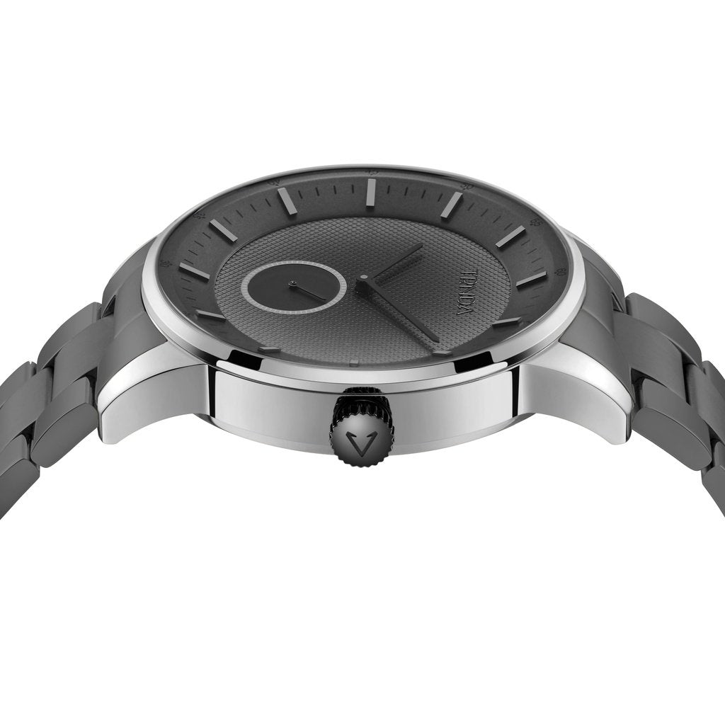 TRNDA STAINLESS STEEL MEN'S WATCH - ELEGANT LIGHT GRAY DIAL & BLACK BAND