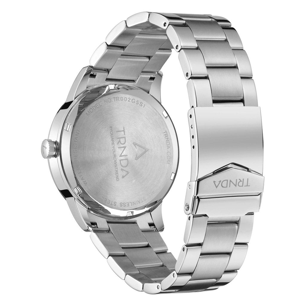 TRNDA STAINLESS STEEL MEN'S WATCH - TIMELESS BLACK DIAL & SILVER BAND FASHION STATEMENT
