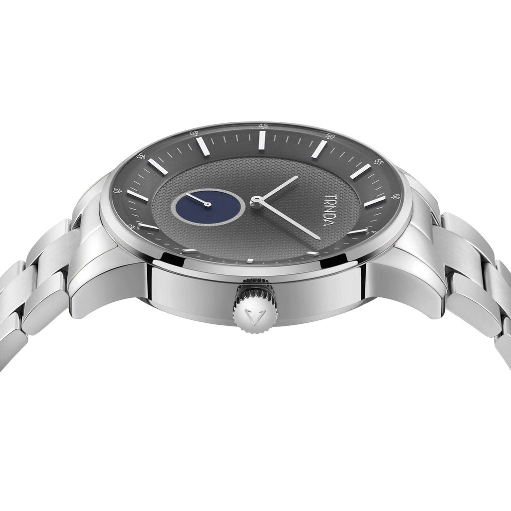TRNDA TRENDY MEN'S STAINLESS STEEL WATCH - TIMELESS SILVER WITH GRADIENT GRAY DIAL
