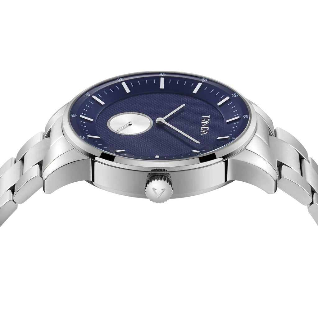 TRNDA STAINLESS STEEL TIMEPIECE - BOLD BLUE DIAL MEN'S WATCH FOR A TRENDSETTER'S STYLE