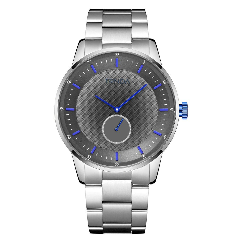 TRNDA STAINLESS STEEL MEN’S WATCH - TIMELESS ELEGANCE WITH GRADIENT LIGHT GRAY DIAL