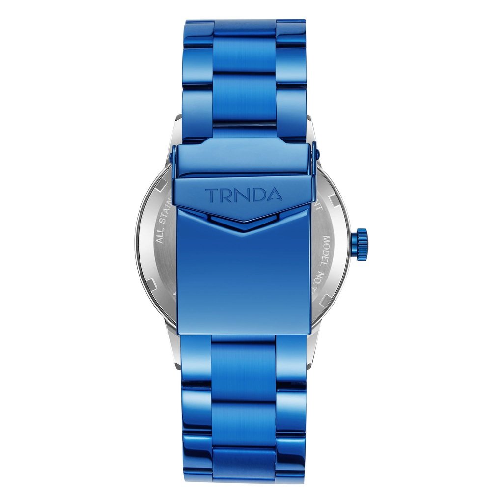 TRNDA STAINLESS STEEL MEN'S WATCH - TIMELESS STYLE WITH GRADIENT LIGHT GRAY DIAL & BLUE BAND