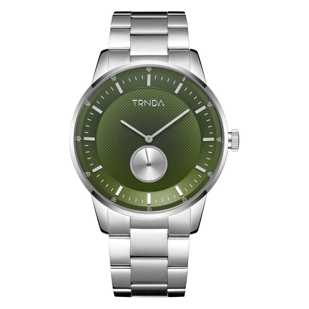 TRNDA STAINLESS STEEL 43MM MEN'S WATCH - SEAWEED GREEN DIAL - TRENDY & DURABLE TIMEPIECE