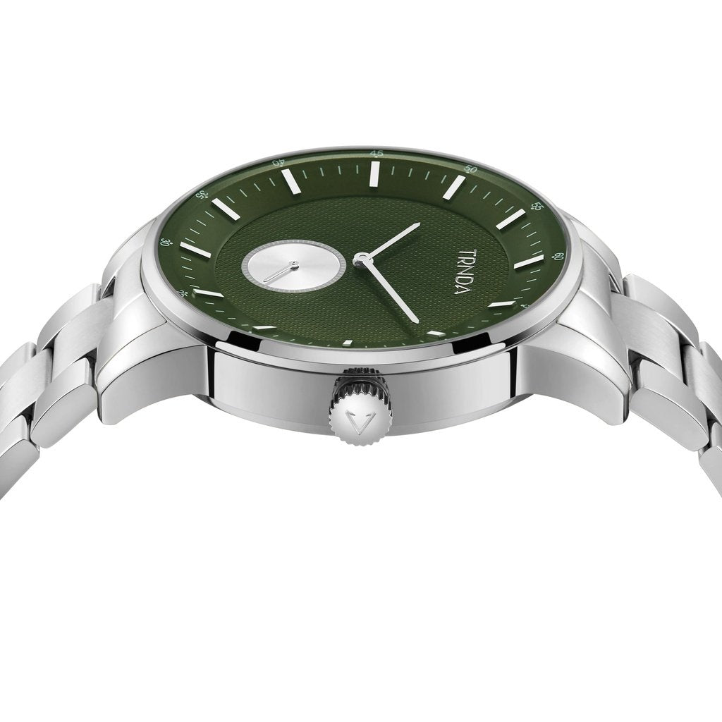 TRNDA STAINLESS STEEL 43MM MEN'S WATCH - SEAWEED GREEN DIAL - TRENDY & DURABLE TIMEPIECE