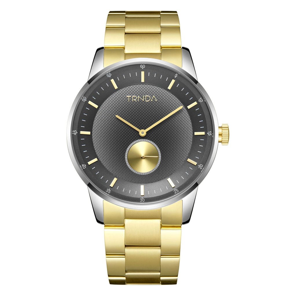 TRNDA MEN'S STAINLESS STEEL TIMEPIECE - ELEGANT GOLD & GRADIENT GRAY DIAL