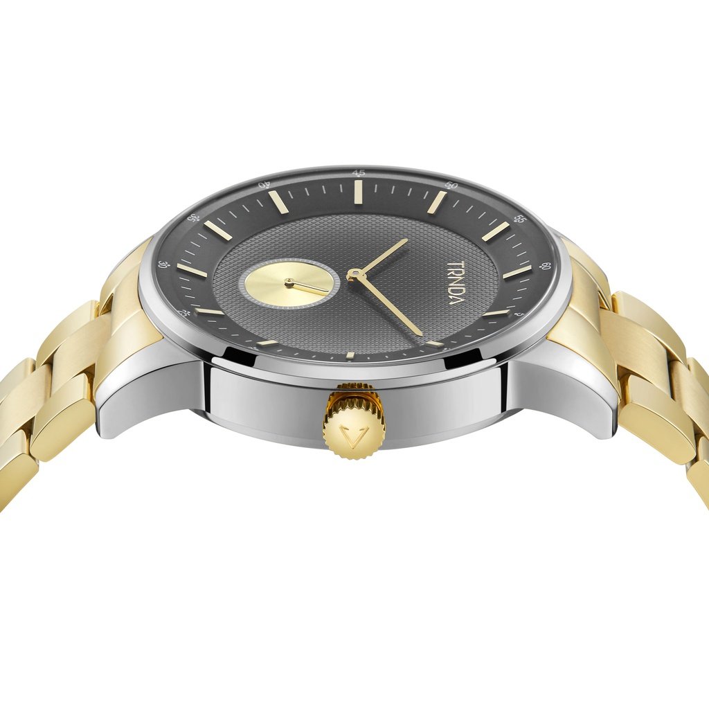 TRNDA MEN'S STAINLESS STEEL TIMEPIECE - ELEGANT GOLD & GRADIENT GRAY DIAL