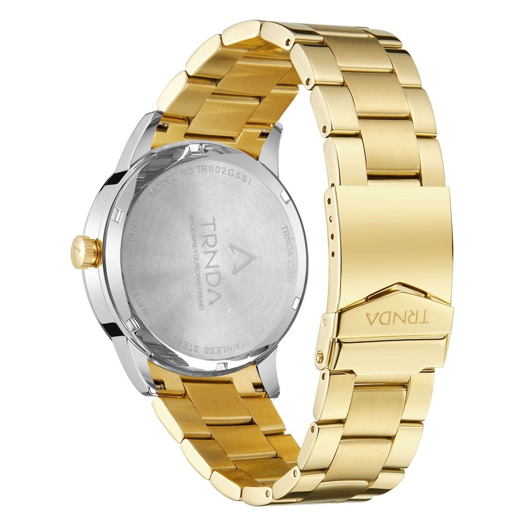 TRNDA MEN'S STAINLESS STEEL TIMEPIECE - ELEGANT GOLD & GRADIENT GRAY DIAL
