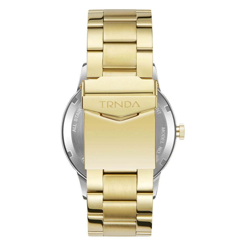 TRNDA MEN'S STAINLESS STEEL TIMEPIECE - ELEGANT GOLD & GRADIENT GRAY DIAL