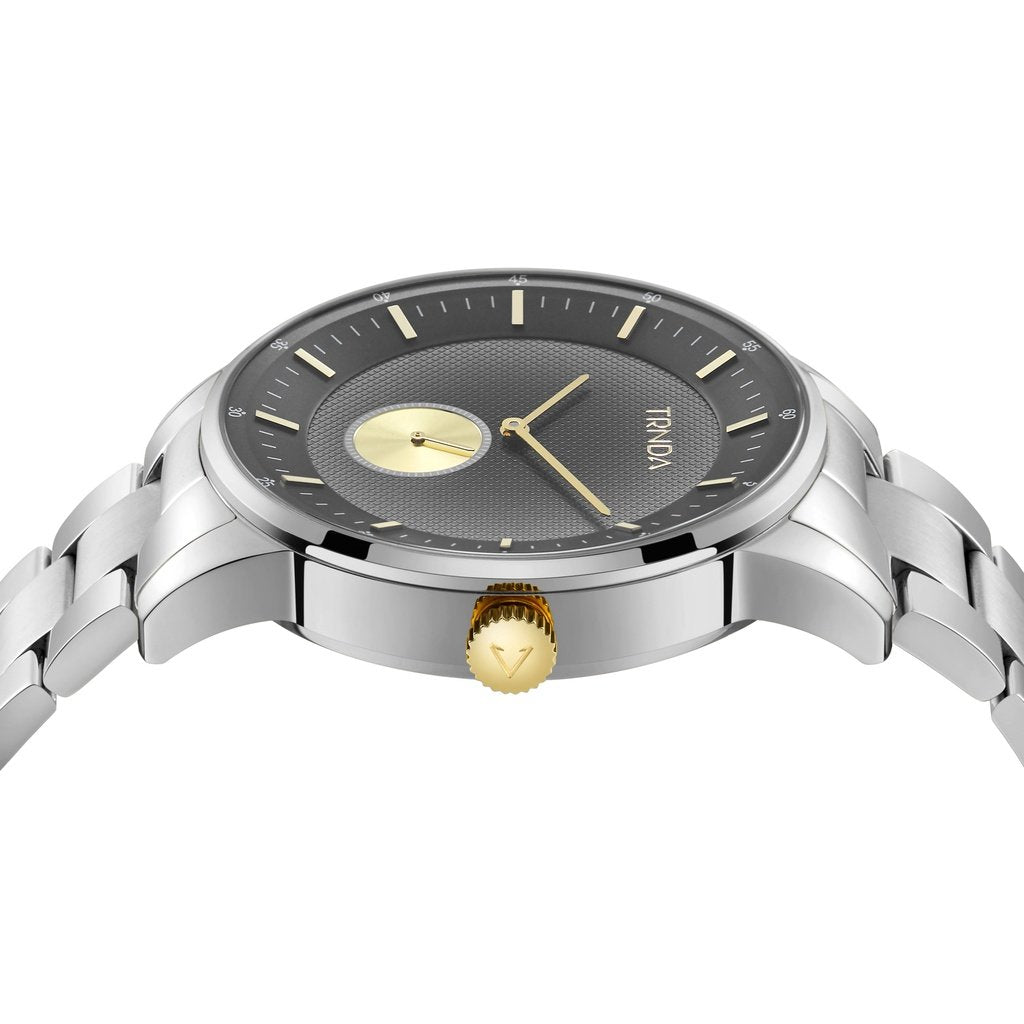 TRNDA STAINLESS STEEL 43MM MEN'S WATCH - TIMELESS GRADIENT LIGHT GRAY DIAL FASHION STATEMENT