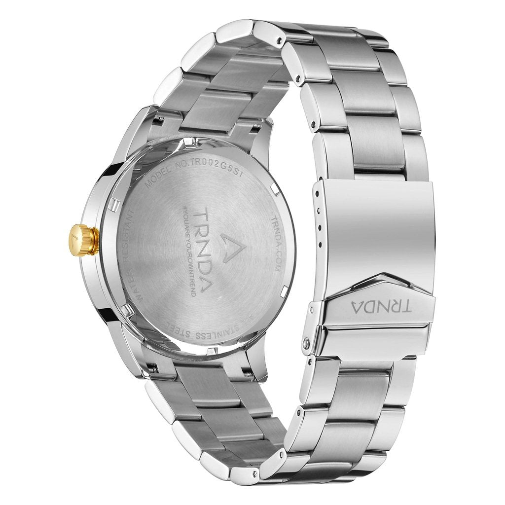 TRNDA STAINLESS STEEL 43MM MEN'S WATCH - TIMELESS GRADIENT LIGHT GRAY DIAL FASHION STATEMENT