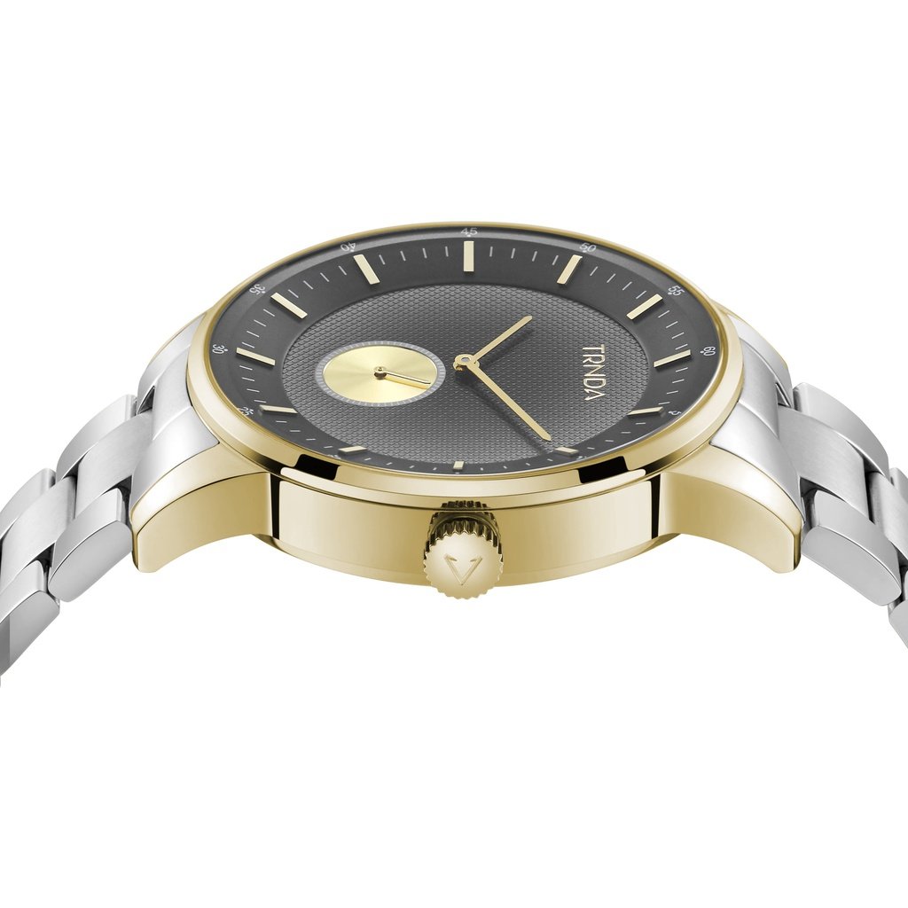 TRNDA TRENDY STAINLESS STEEL MEN'S WATCH - TIMELESS GOLD & SILVER FASHION STATEMENT