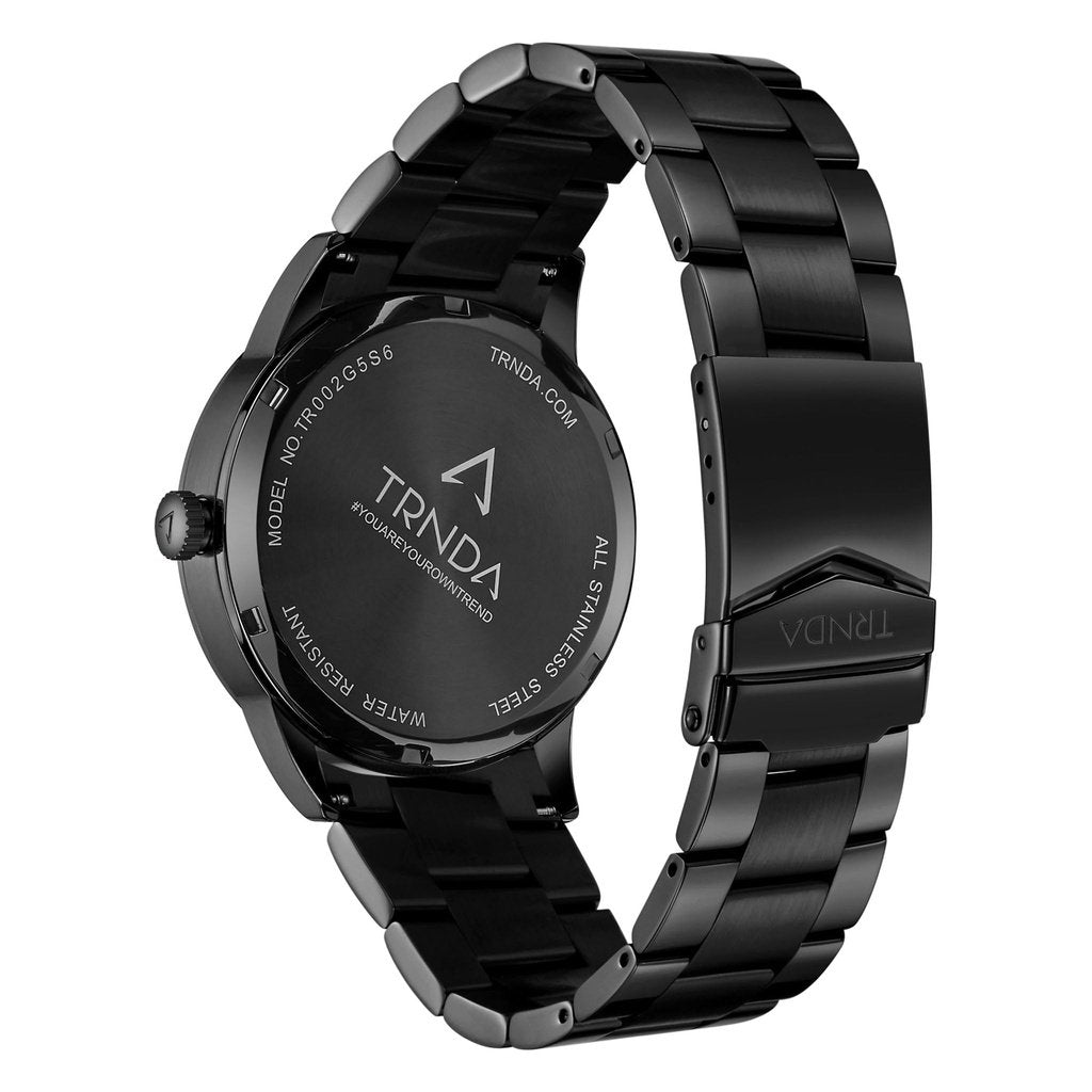 TRNDA MEN'S STAINLESS STEEL WATCH - TIMELESS BLACK & SEAWEED GREEN DIAL FASHION STATEMENT