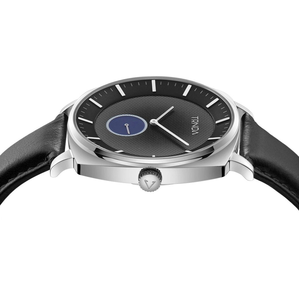 TRNDA SQUARE STAINLESS STEEL 45MM MEN'S WATCH - ELEGANT GRADIENT DIAL & BLACK LEATHER BAND