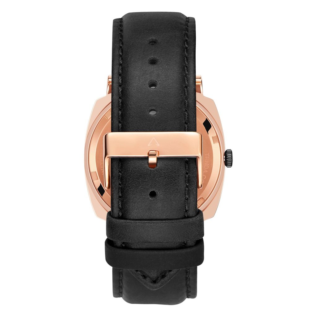TRNDA SQUARE ROSE GOLD STAINLESS STEEL MEN'S WATCH - TRENDY LEATHER BAND & UNIQUE GREY DIAL