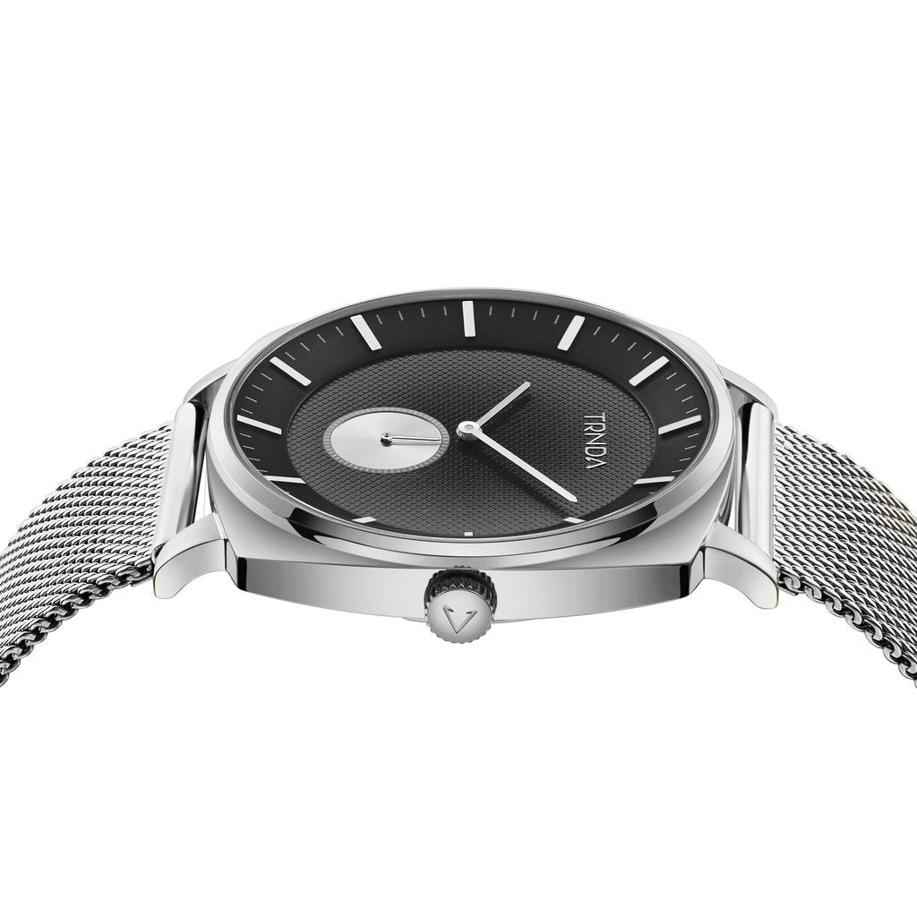 TRNDA SQUARE SILVER STAINLESS STEEL MESH MEN'S WATCH - TIMELESS STYLE WITH GRADIENT DIAL