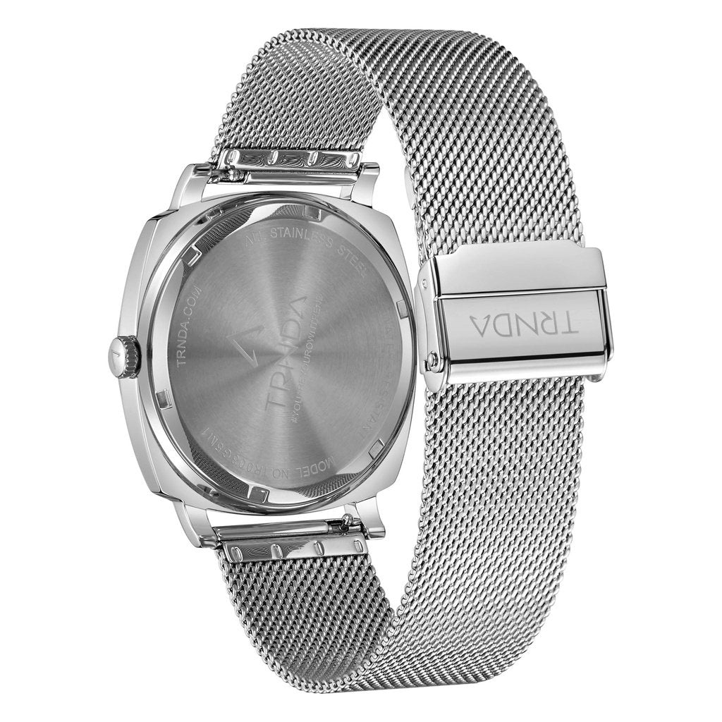 TRNDA SQUARE SILVER STAINLESS STEEL MESH MEN'S WATCH - TIMELESS STYLE WITH GRADIENT DIAL
