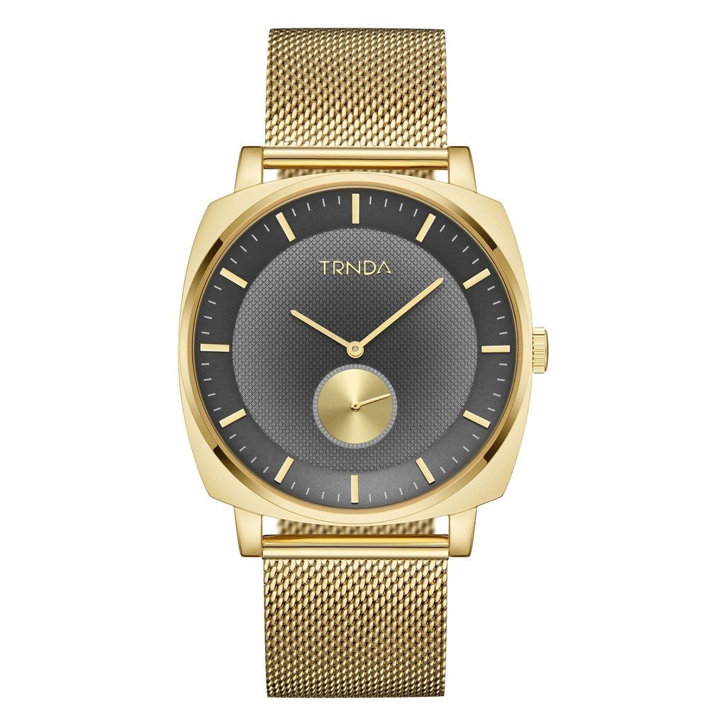 TRNDA STAINLESS STEEL GOLD MESH SQUARE DIAL - TRENDY MEN'S WATCH for Timeless Style