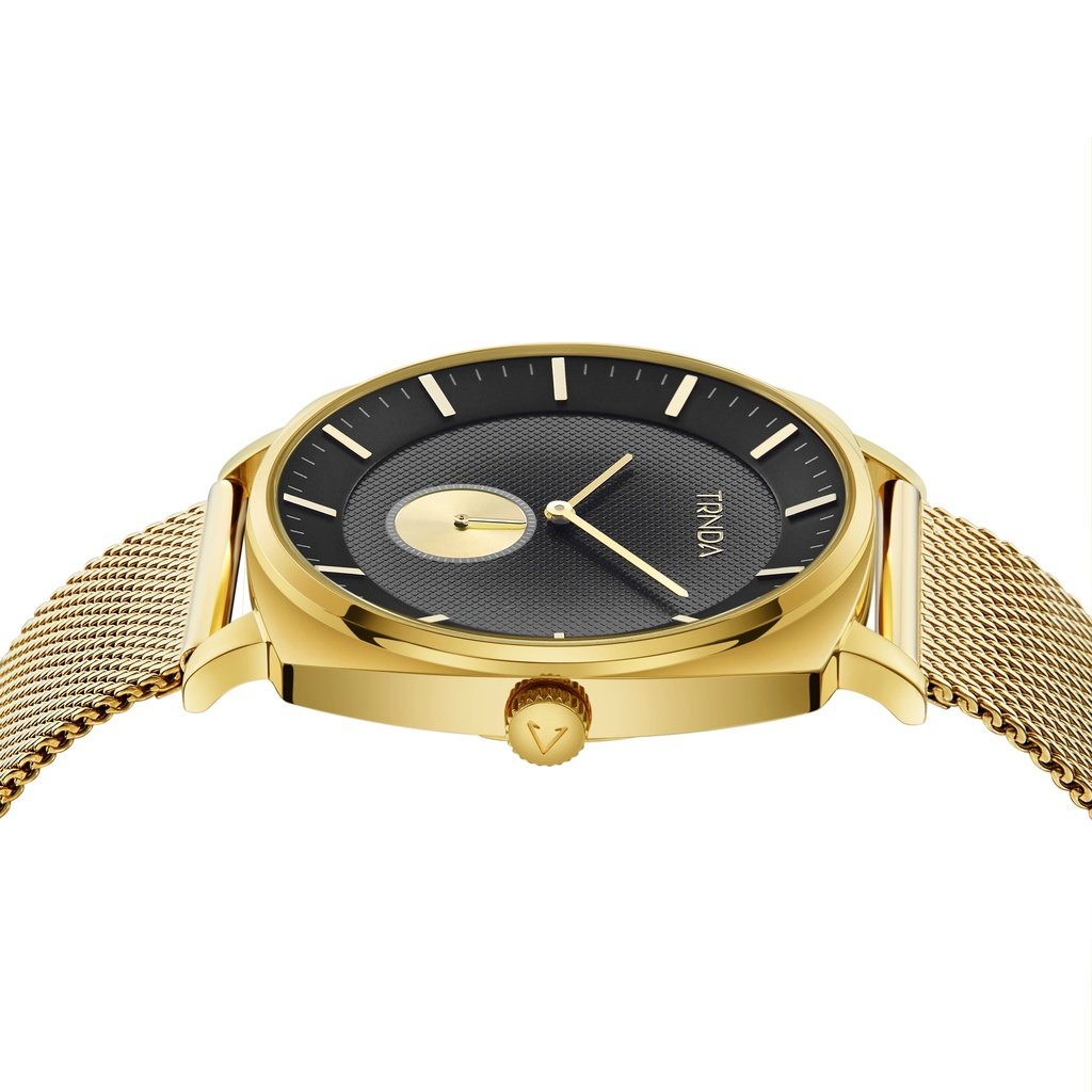 TRNDA STAINLESS STEEL GOLD MESH SQUARE DIAL - TRENDY MEN'S WATCH for Timeless Style