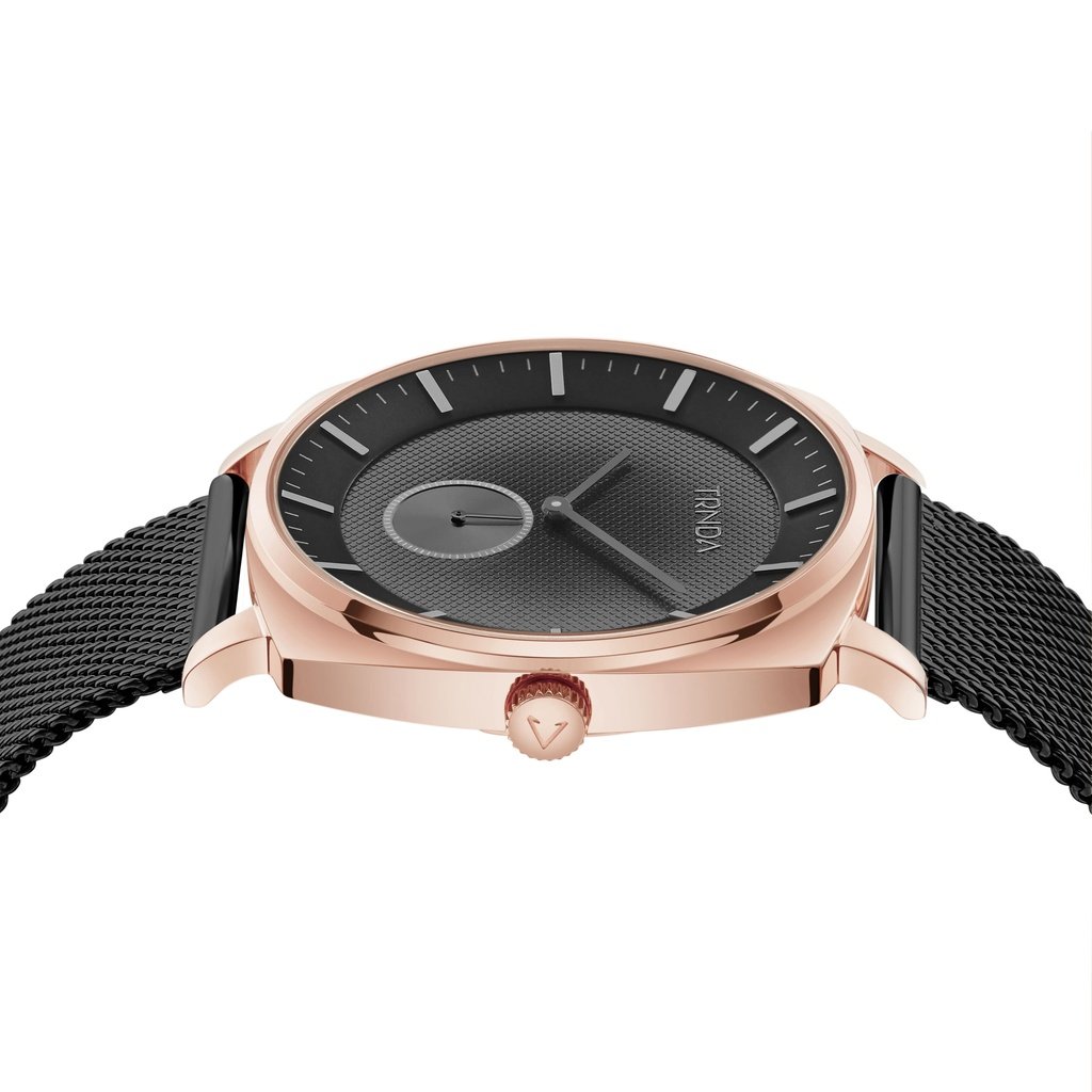 TRNDA SQUARE ROSE GOLD MESH - TRENDY STAINLESS STEEL MEN'S WATCH with Gradient Grey Dial