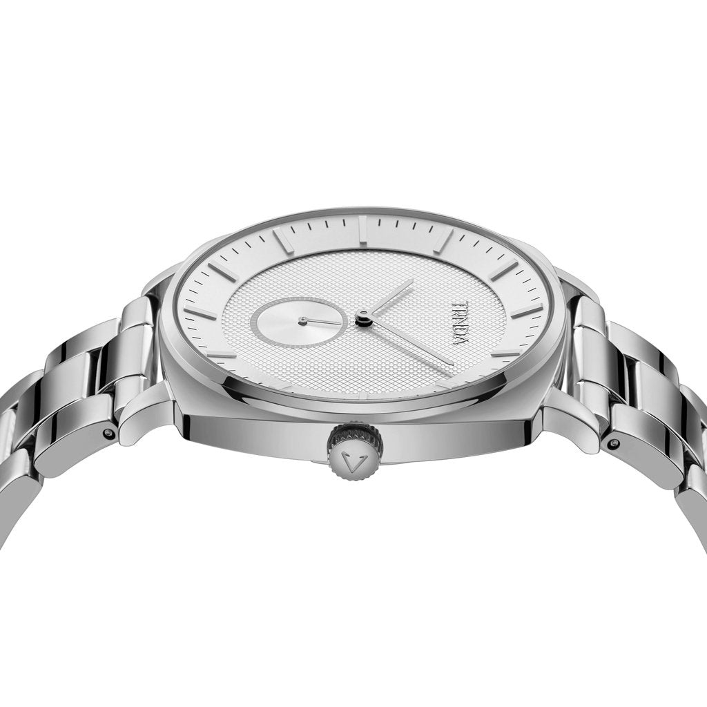 TRNDA SQUARE SILVER STAINLESS STEEL MEN'S WATCH - ELEGANT TIMEPIECE FOR EVERYDAY STYLE