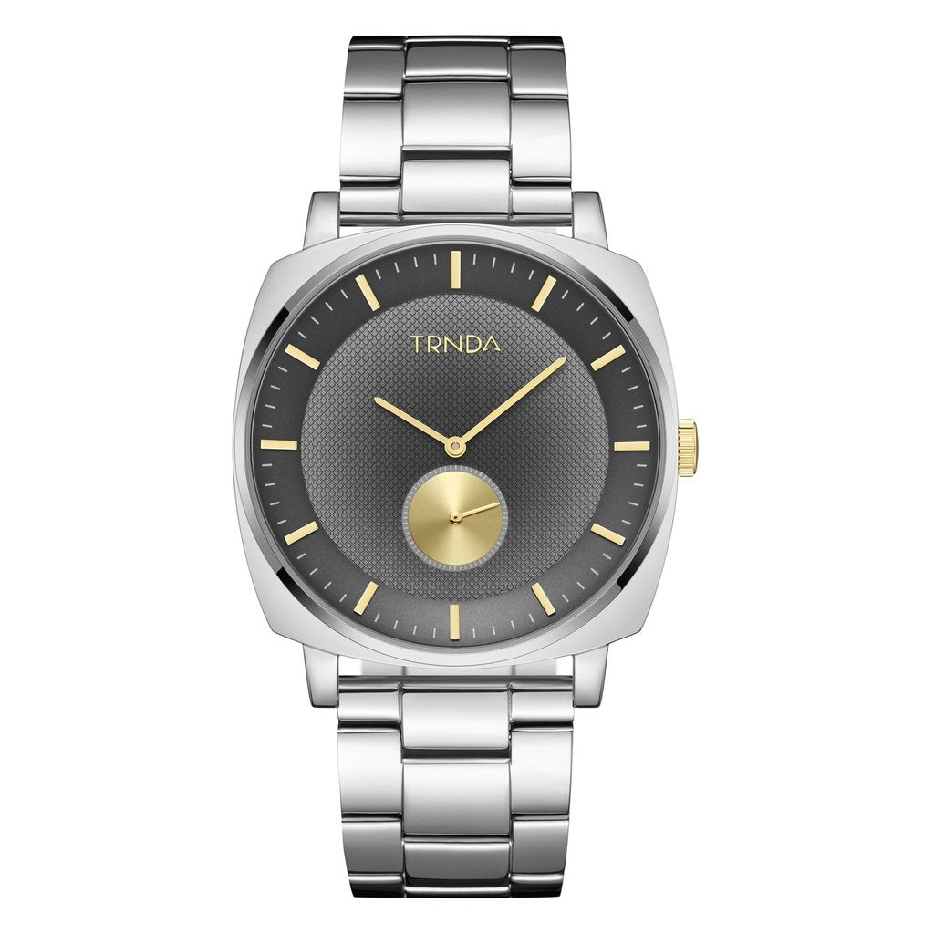 TRNDA SQUARE STAINLESS STEEL MEN'S WATCH - TIMELESS STYLE WITH GRADIENT GREY DIAL