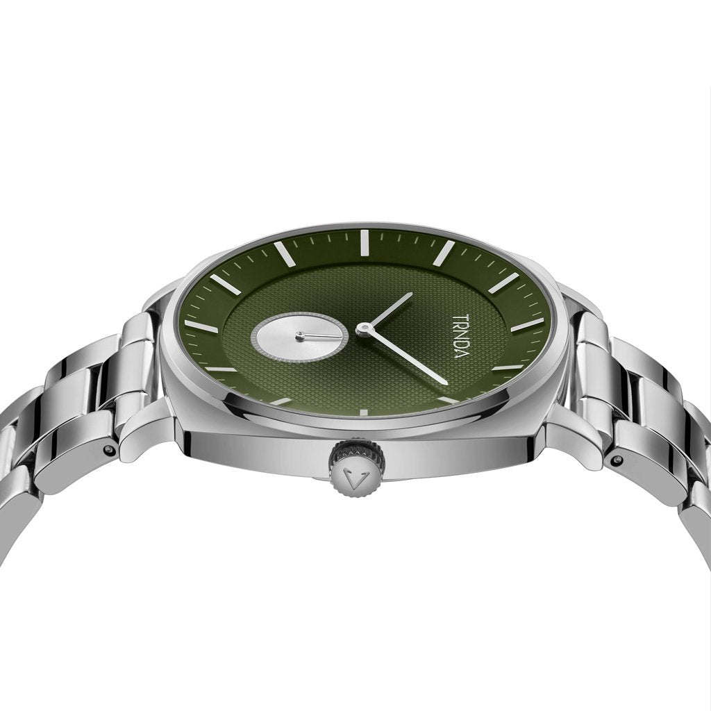 TRNDA SQUARE STAINLESS STEEL TIMEPIECE - SEAWEED GREEN DIAL MEN'S WATCH