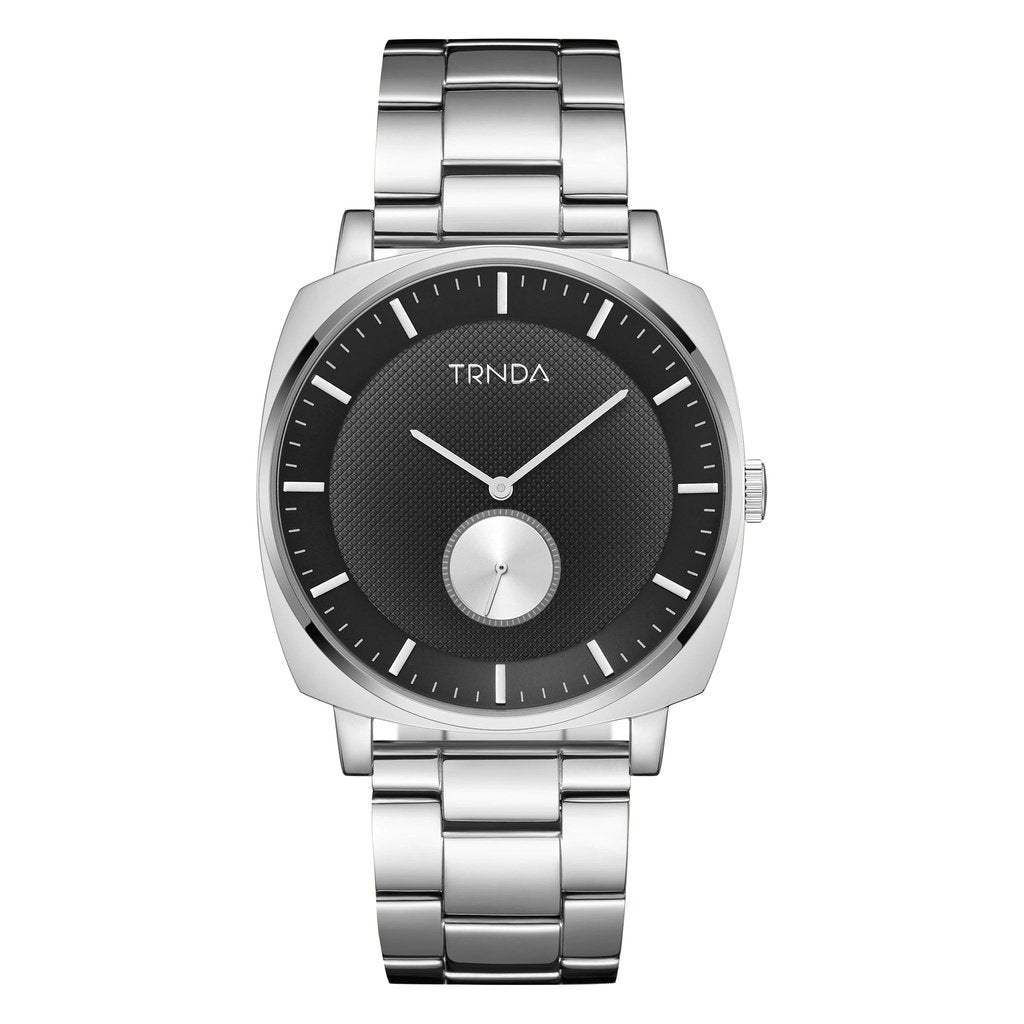 TRNDA MEN'S SQUARE STAINLESS STEEL WATCH - UNIQUE GRADIENT GREY DIAL FASHION STATEMENT