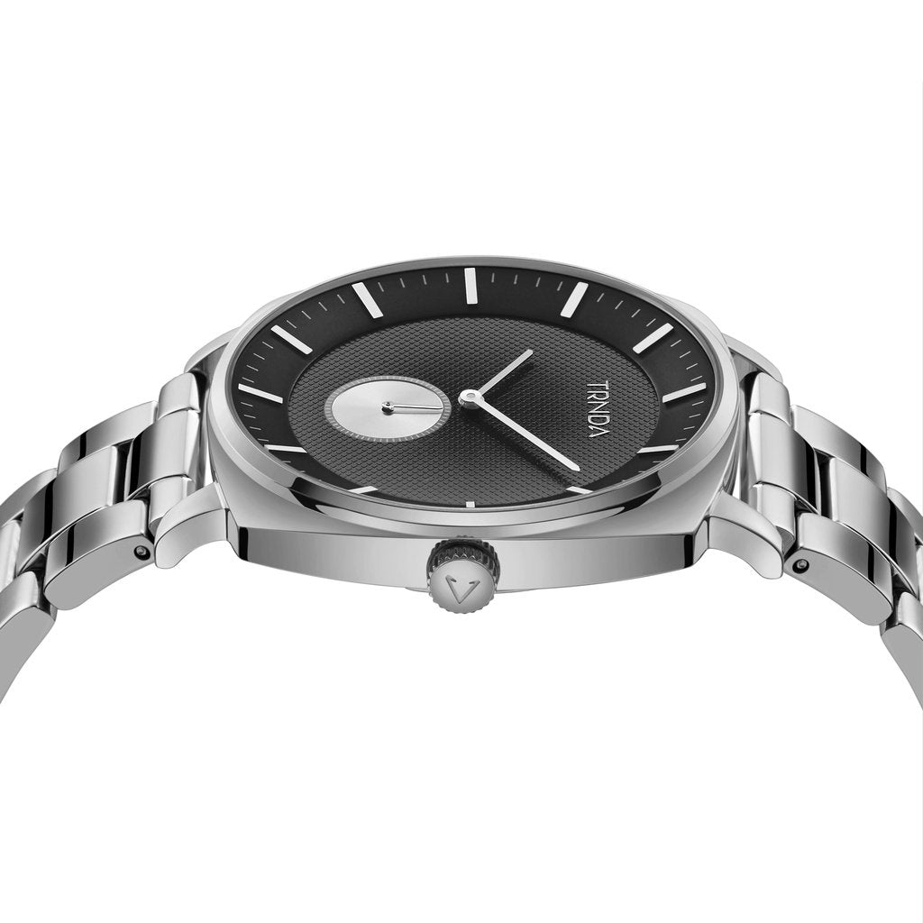 TRNDA MEN'S SQUARE STAINLESS STEEL WATCH - UNIQUE GRADIENT GREY DIAL FASHION STATEMENT