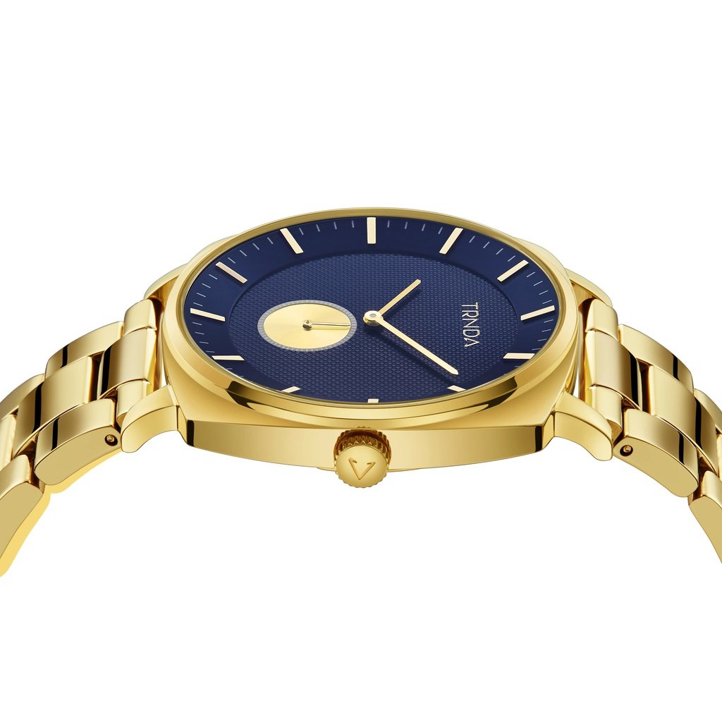 TRNDA SQUARE GOLD STAINLESS STEEL MEN'S WATCH - TIMELESS BLUE DIAL FASHION STATEMENT