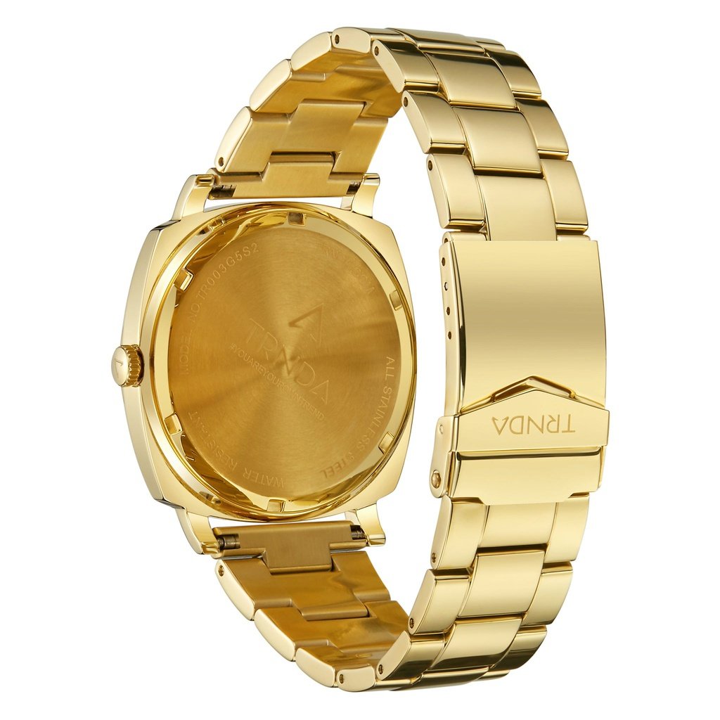 TRNDA SQUARE GOLD STAINLESS STEEL MEN'S WATCH - TIMELESS BLUE DIAL FASHION STATEMENT
