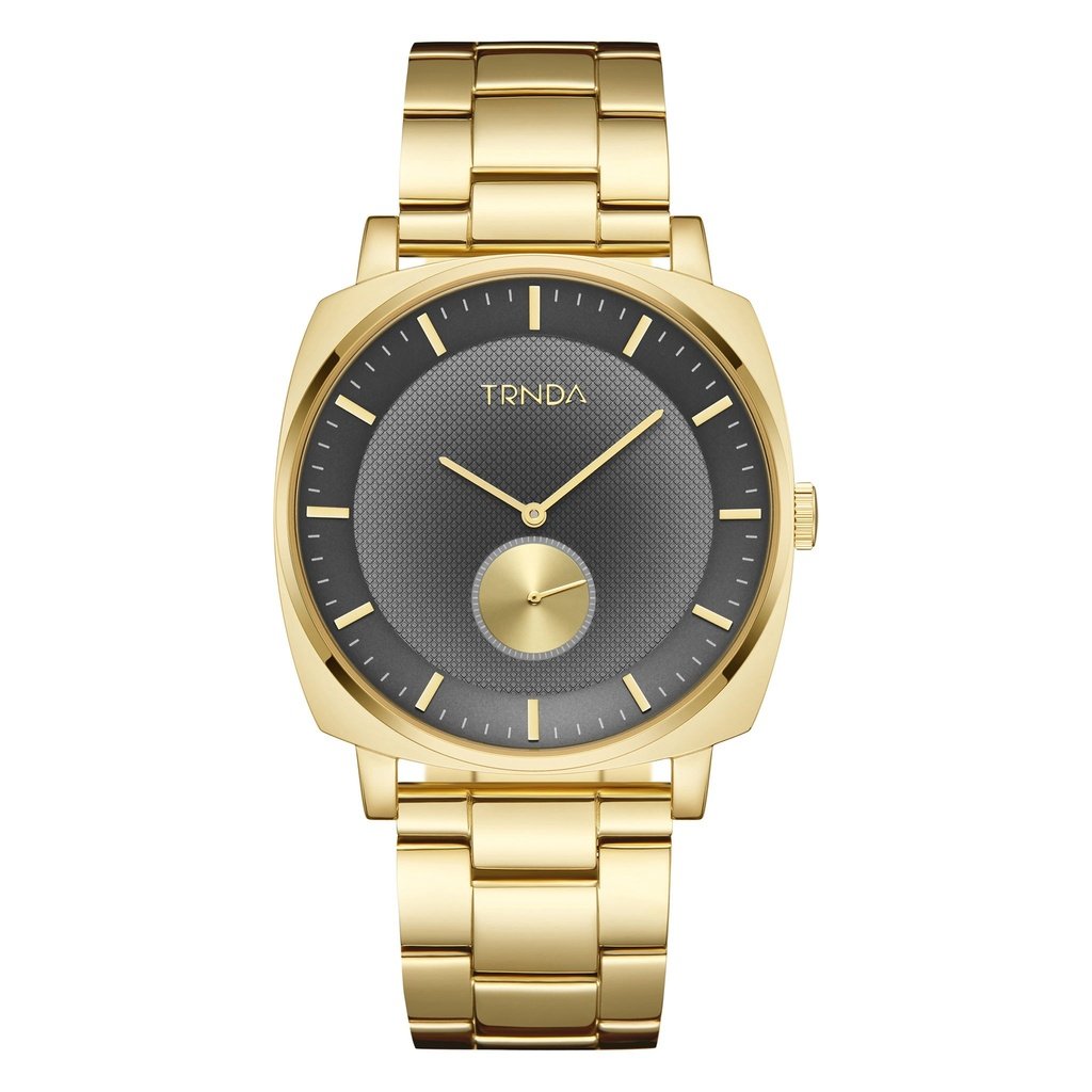 TRNDA SQUARE GOLD STAINLESS STEEL MEN'S WATCH - TIMELESS TRENDSETTER WITH GREY DIAL