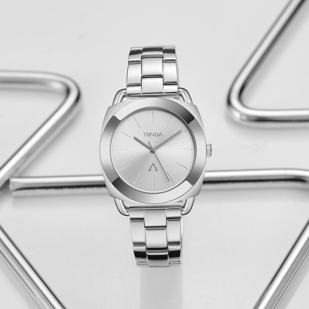 TRNDA Women's Watch with Silver Stainless Steel Case and Silver Stainless Steel Band