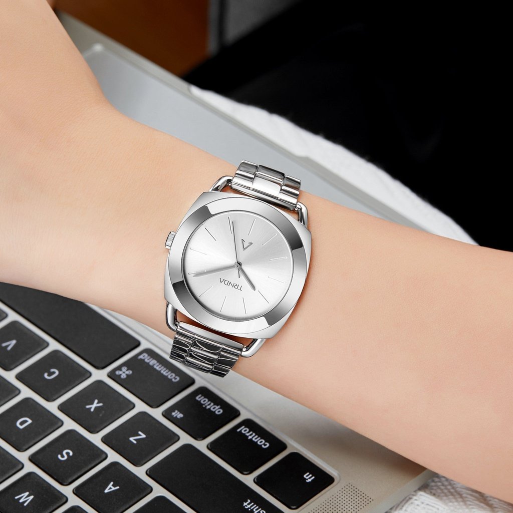 TRNDA Women's Watch with Silver Stainless Steel Case and Silver Stainless Steel Band
