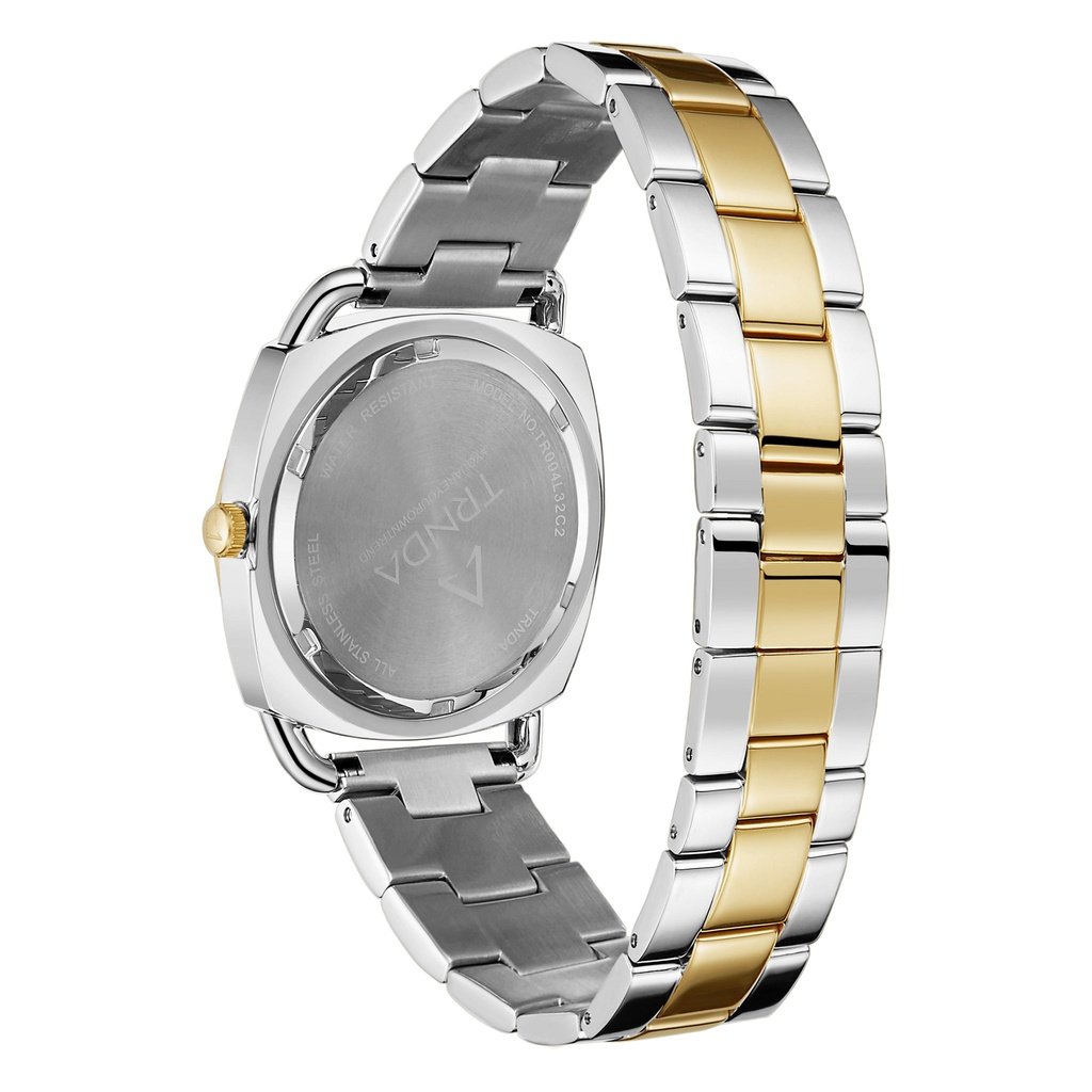 TRNDA Women's Watch with Silver Stainless Steel Case and Silver & Gold Stainless Steel Band