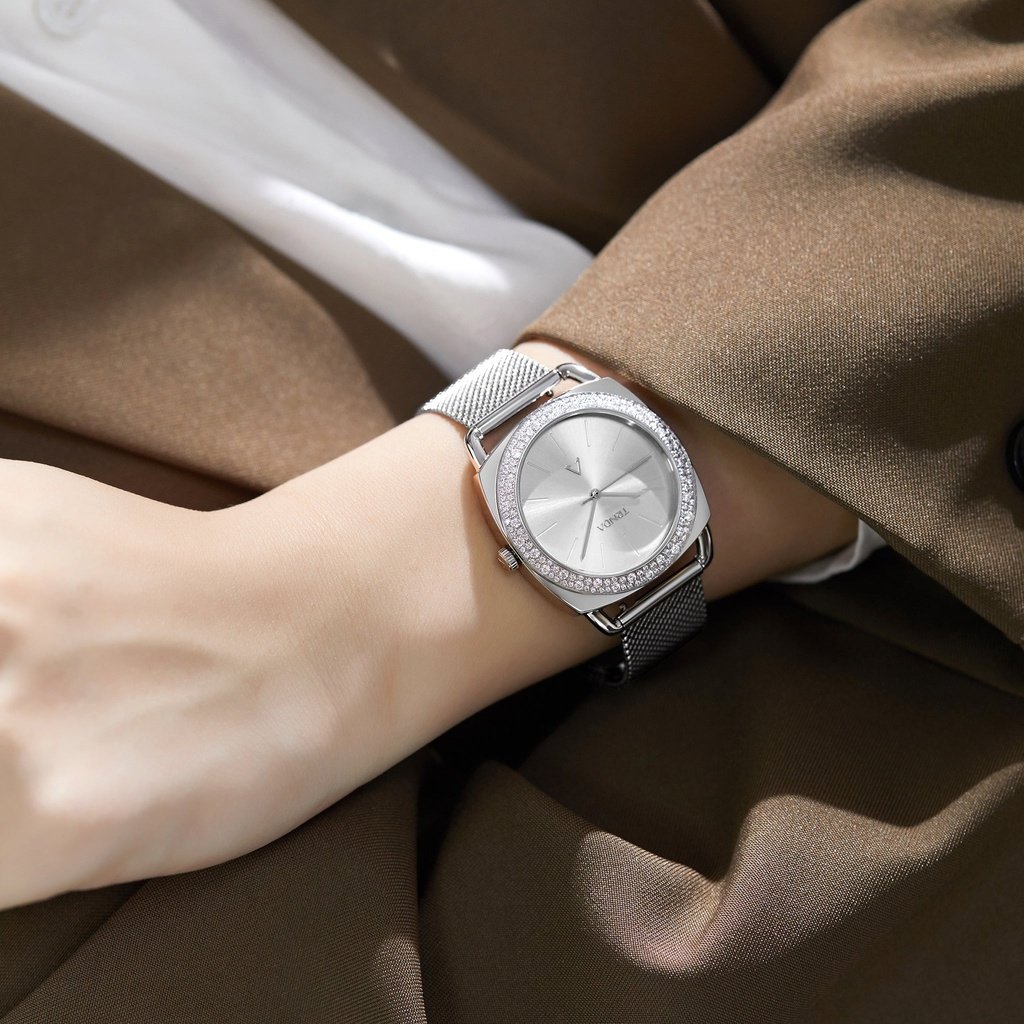 TRNDA Women's Watch with Silver Stainless Steel Case and Silver Stainless Steel Band