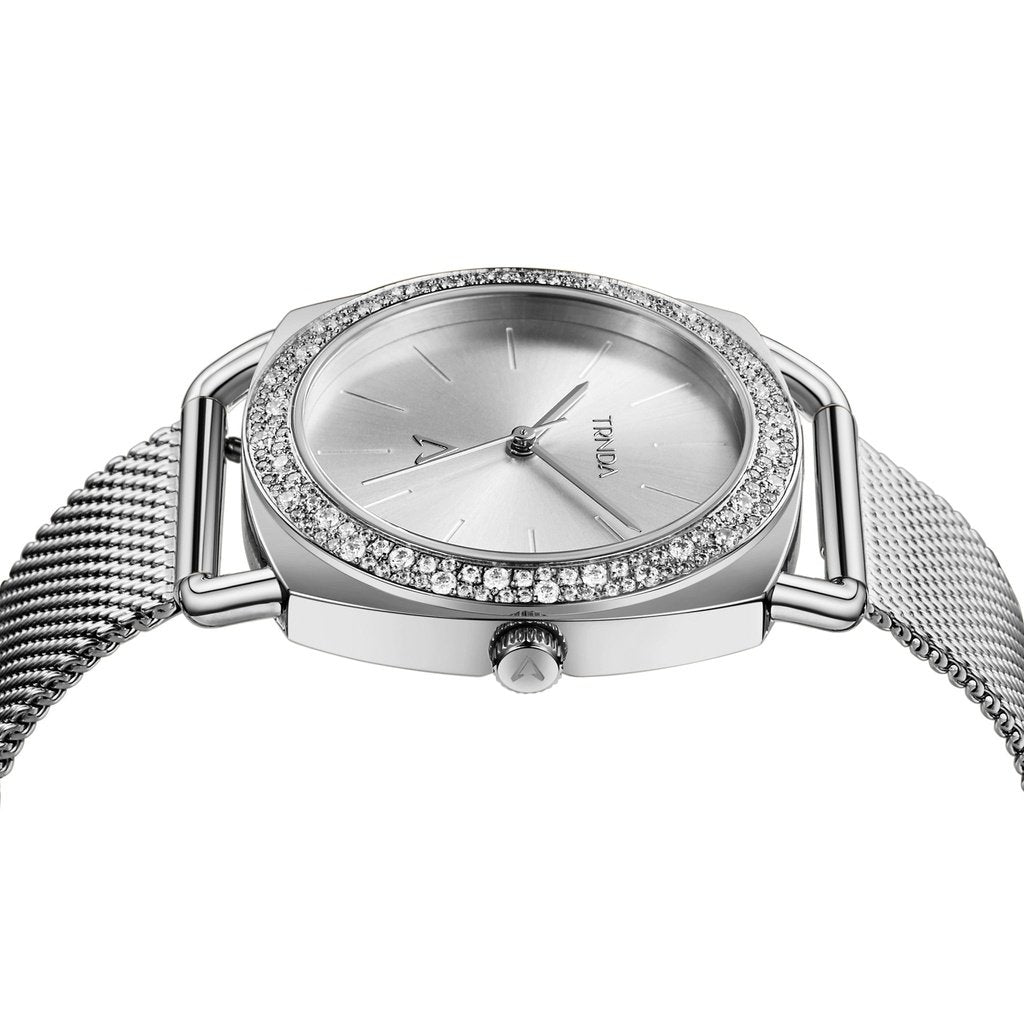 TRNDA Women's Watch with Silver Stainless Steel Case and Silver Stainless Steel Band