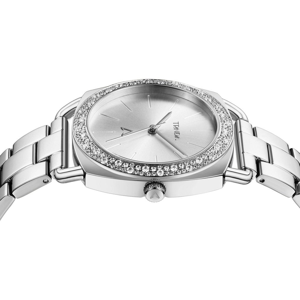TRNDA Women's Watch with Silver Stainless Steel Case and Silver Stainless Steel Band