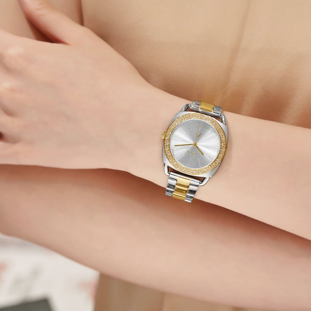 TRNDA Women's Watch with Silver Stainless Steel Case and Silver & Gold Stainless Steel Band