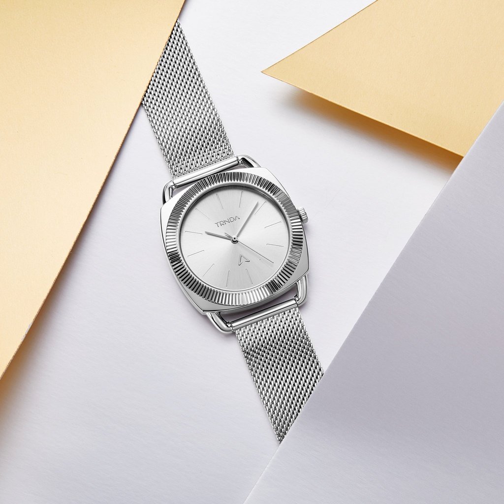 TRNDA Women's Watch with Silver Stainless Steel Case and Silver Stainless Steel Band