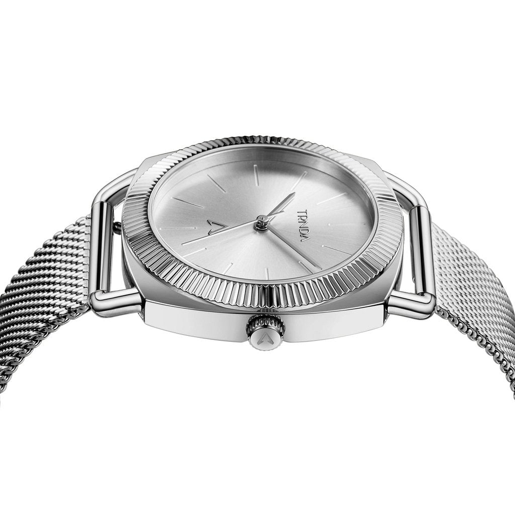 TRNDA Women's Watch with Silver Stainless Steel Case and Silver Stainless Steel Band